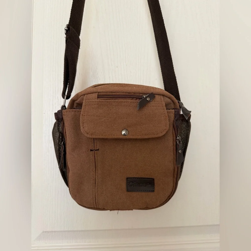 Ciana Canvas Crossbody Travel Utility Bag, Brown